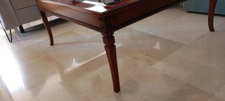 Mesa de centro clásica madera y cristal