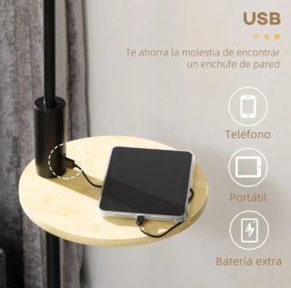 Lampada da terra moderna in metallo e legno
