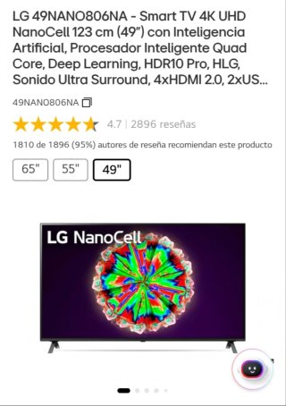 Televisión LG webOS 49 Nanocell