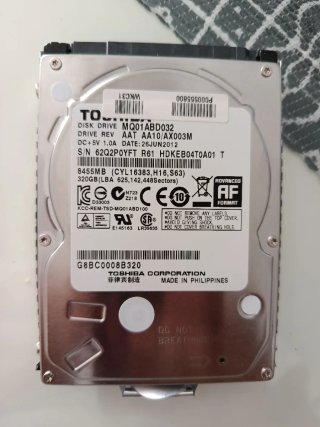 Disco Duro Toshiba 320GB MQ01ABD032