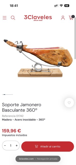 Soporte Jamonero 360 Basculante 3 Claveles