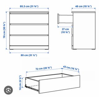 Cómoda Malm 3 cajones blanca