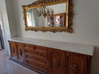 Mueble comedor antiguo mármol y madera