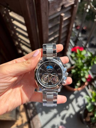 Reloj Hombre Negro y Plateado