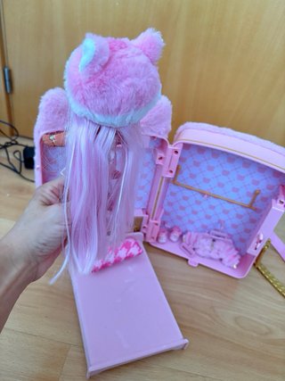 Mochila peluche gatito rosa