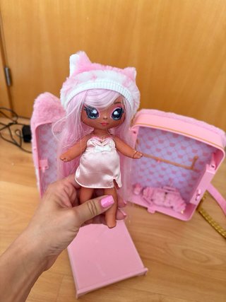 Mochila peluche gatito rosa