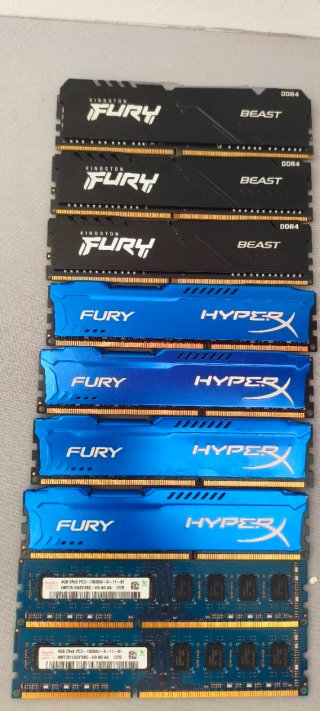 Lote Memorias RAM DDR4 y DDR3 HyperX Kingston