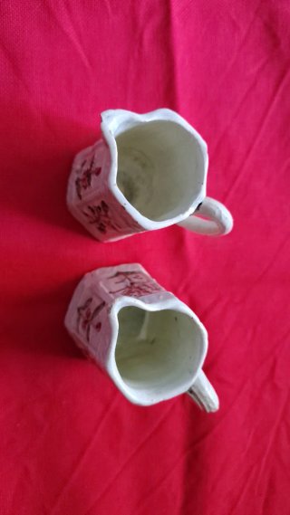 Conjunto 2 jarras cerámica floral antiguas