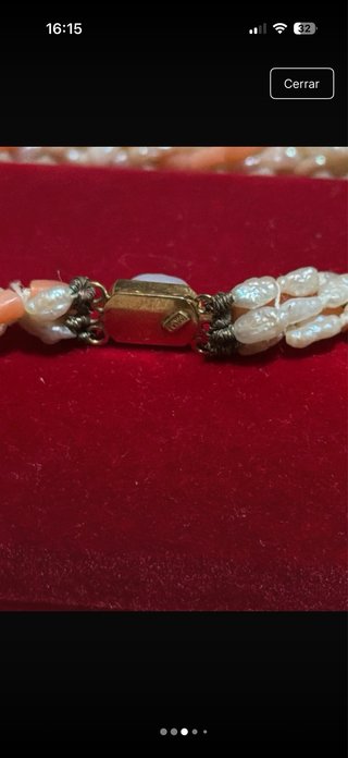 Pulsera de oro con perlas y coral