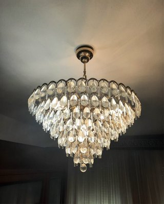 Lámpara de techo con lágrimas de cristal