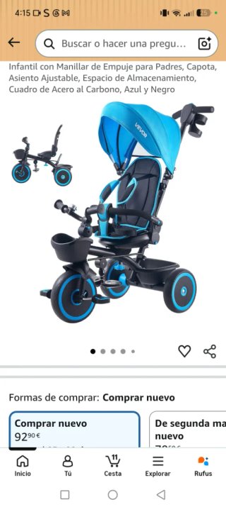 Triciclo VEVOR Infantil Azul y Negro