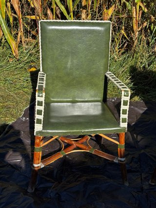 Sillones vintage bambú y polipiel verde