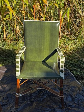 Sillones vintage bambú y polipiel verde
