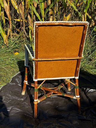 Sillones vintage bambú y polipiel verde