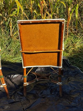 Sillones vintage bambú y polipiel verde