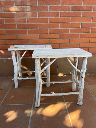 Mesitas auxiliares de madera rústica (2 unidades)