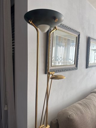 Lámpara de pie salón dorada y verde
