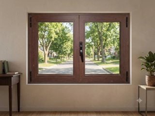 Ventana de aluminio marrón