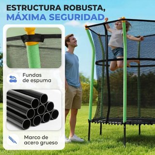 Cama Elástica Infantil con Red 122cm Verde