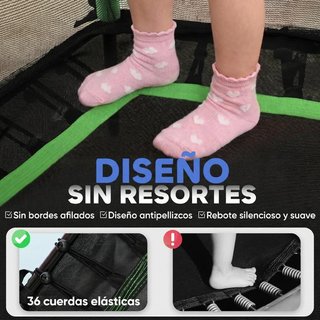 Cama Elástica Infantil con Red 122cm Verde