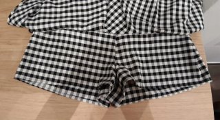 Falda pantalón Zara cuadros blanco y negro