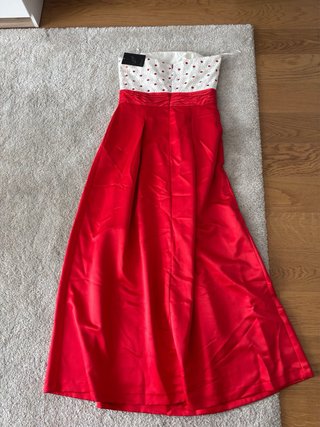 Vestido de fiesta rojo y blanco