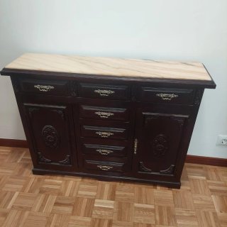 Mueble vintage mármol y madera maciza