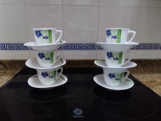 Juego 6 tazas de café de porcelana