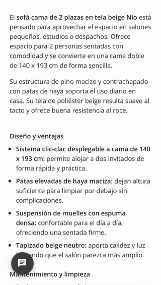 Sofá Cama 2 Plazas Maison du Monde Beige