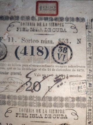 Lotería de Cuba 1870 - España colonial
