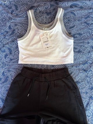 Pantalón ancho tobillero Zara negro