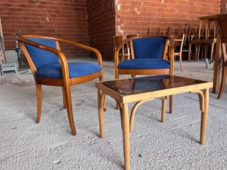 Mesa centro madera maciza cristal ahumado