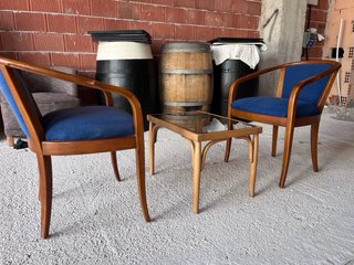 Mesa centro madera maciza cristal ahumado