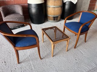 Mesa centro madera maciza cristal ahumado