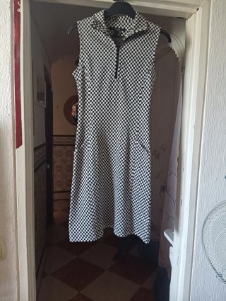 Vestido cuadros blanco y negro