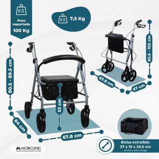Andador con cesta y asiento