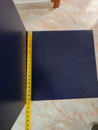Estantería modular azul y madera