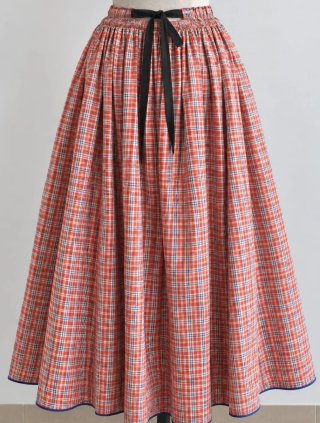 Falda baturra cuadros naranja