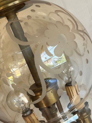 Lampadario Vetro Soffiato Fumé 1900
