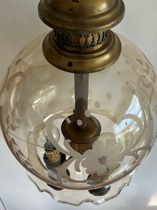Lampadario Vetro Soffiato Fumé 1900
