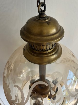 Lampadario Vetro Soffiato Fumé 1900