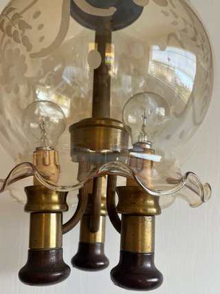 Lampadario Vetro Soffiato Fumé 1900