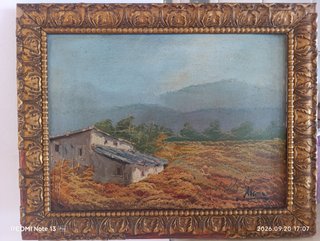 Cuadro antiguo paisaje rural