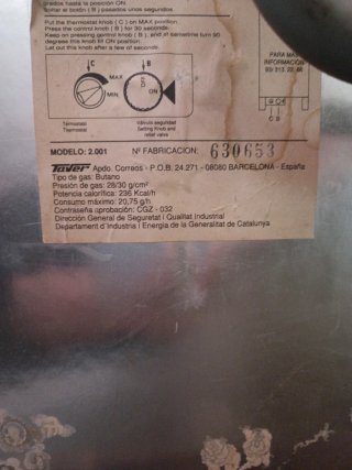 Nevera de gas butano Taver