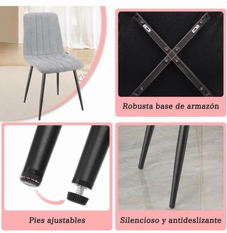 Juego 4 Sillas Comedor Tela Gris