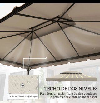 Tela di ricambio per gazebo superiore Outsunny 4x3 m con doppio foro di drenaggio