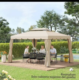 Tela di ricambio per gazebo superiore Outsunny 4x3 m con doppio foro di drenaggio