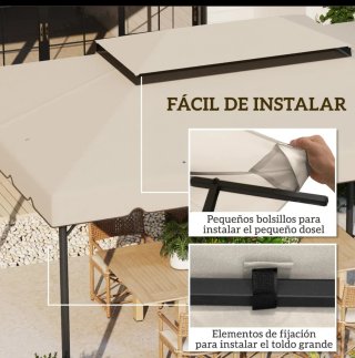Tela di ricambio per gazebo superiore Outsunny 4x3 m con doppio foro di drenaggio