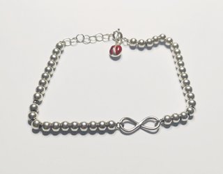 Pulsera Plata 925 Bolitas Infinito Mariquita