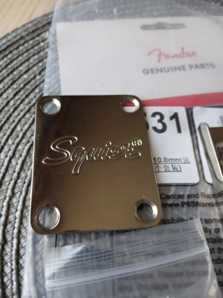 Puente Fender Dorado y Neckplate Squier